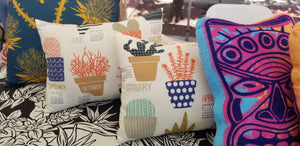 eco-friendly digitally printed tiki pillow. Home decor, cushions, plush, plushes