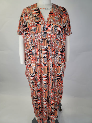 Witchdoctor Caftan in Luxe Jersey- Creepy Tiki