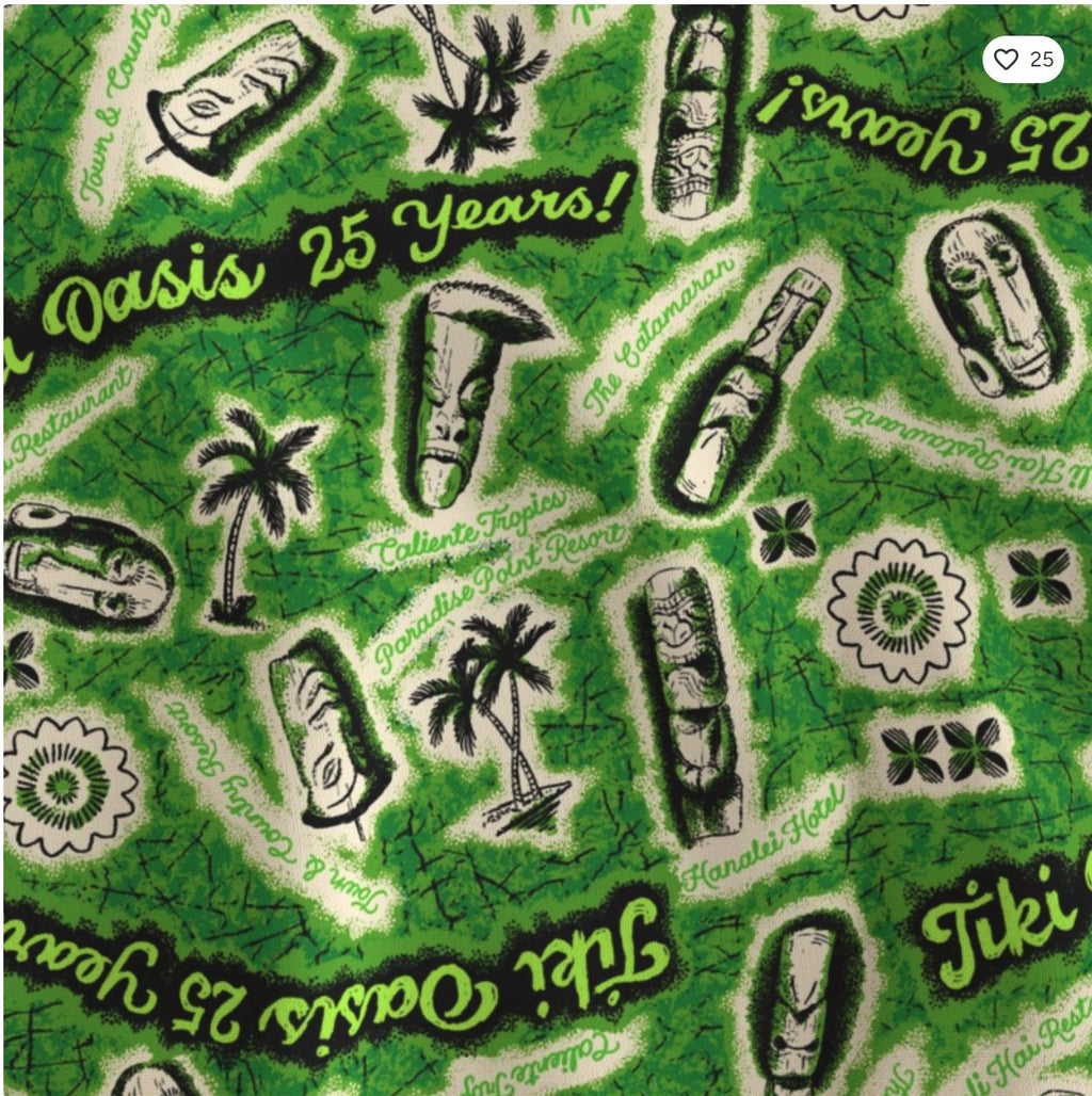 Tiki Oasis 25th Anniversary Cabana Set SPOONFLOWER FABRIC in GREEN