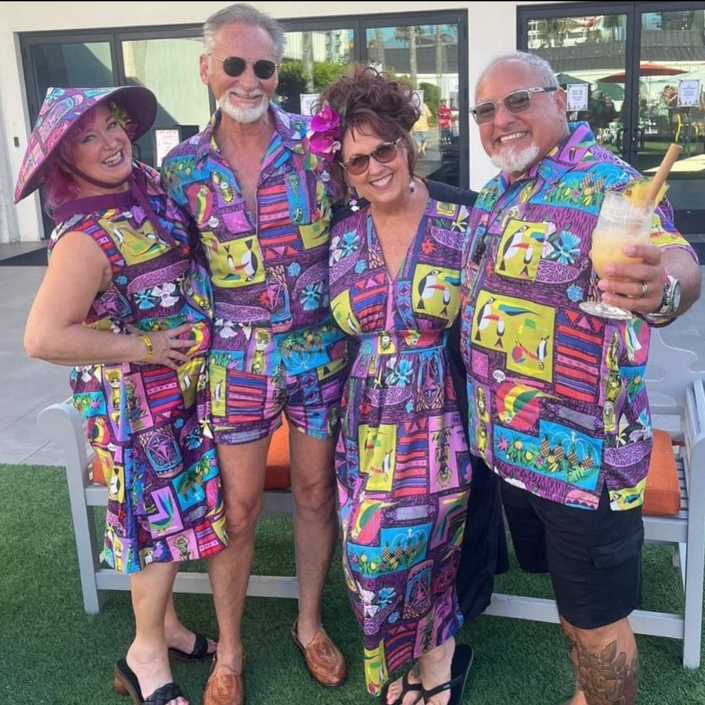 tiki oasis purple disneyland retro fabric