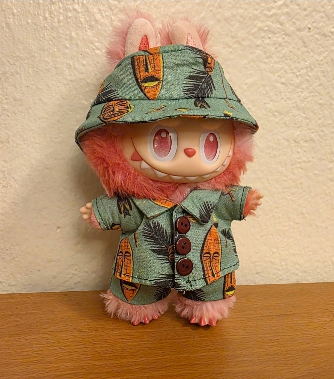 Creepy tiki cabana set hawaiian shirt for labubu