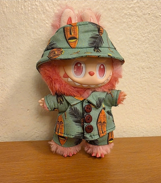 Creepy tiki cabana set hawaiian shirt for labubu