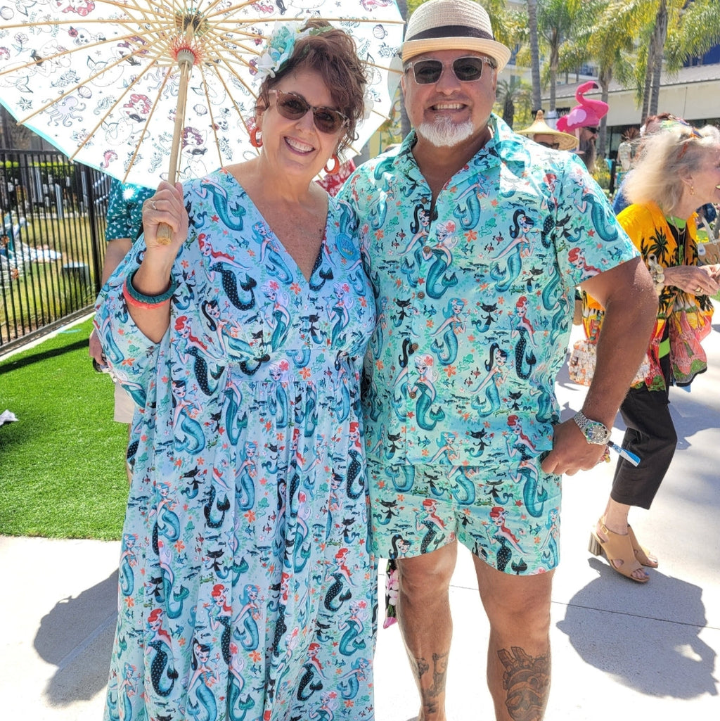 Tiki Oasis 25th Anniversary Cabana Set SPOONFLOWER FABRIC in GREEN