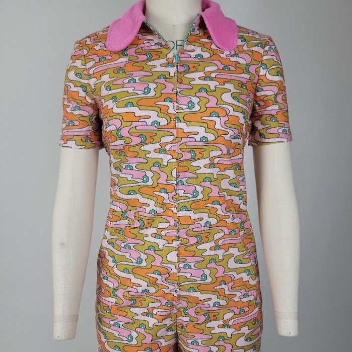 Women's Shorts Romper in Pink Waves