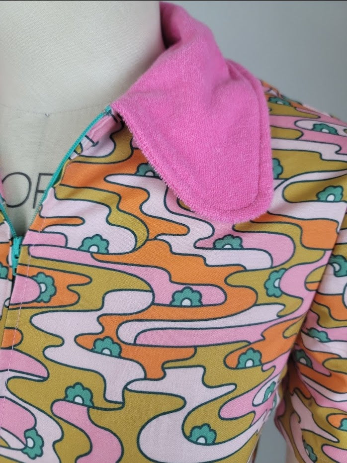 Women's Shorts Romper in Pink Waves