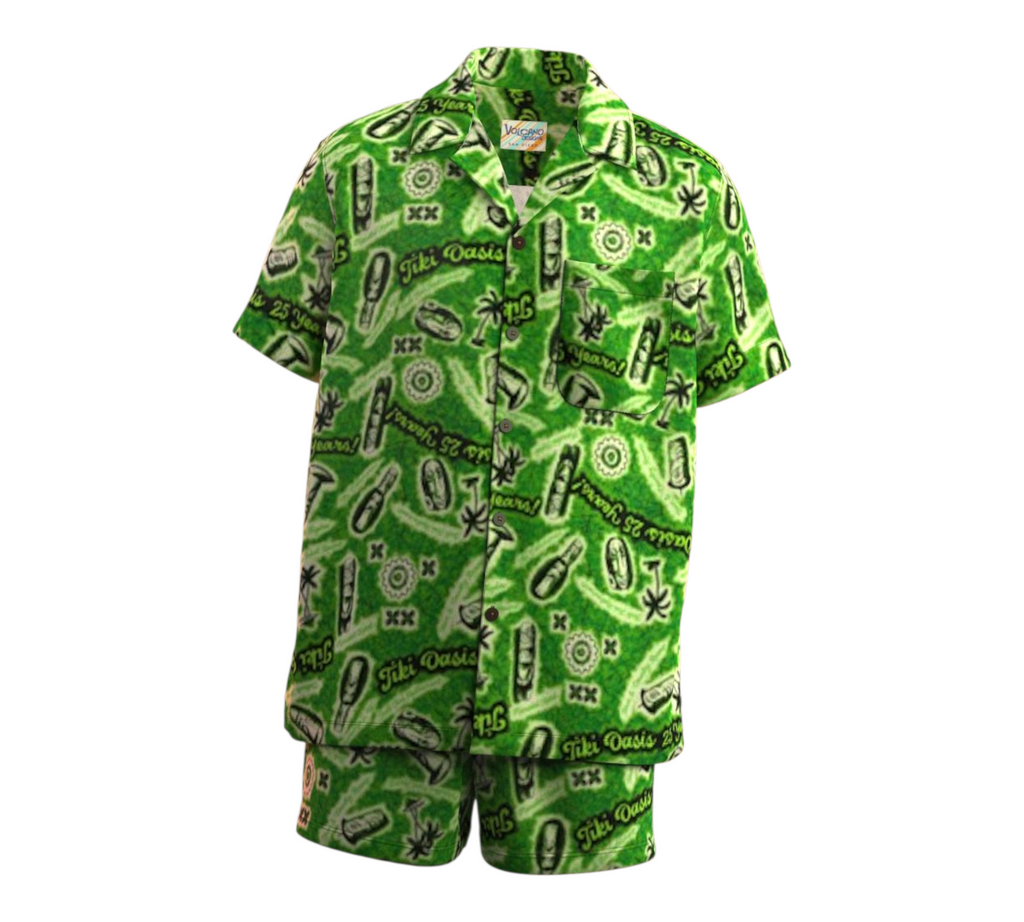 Tiki Oasis 25th Anniversary Cabana Set SPOONFLOWER FABRIC in GREEN