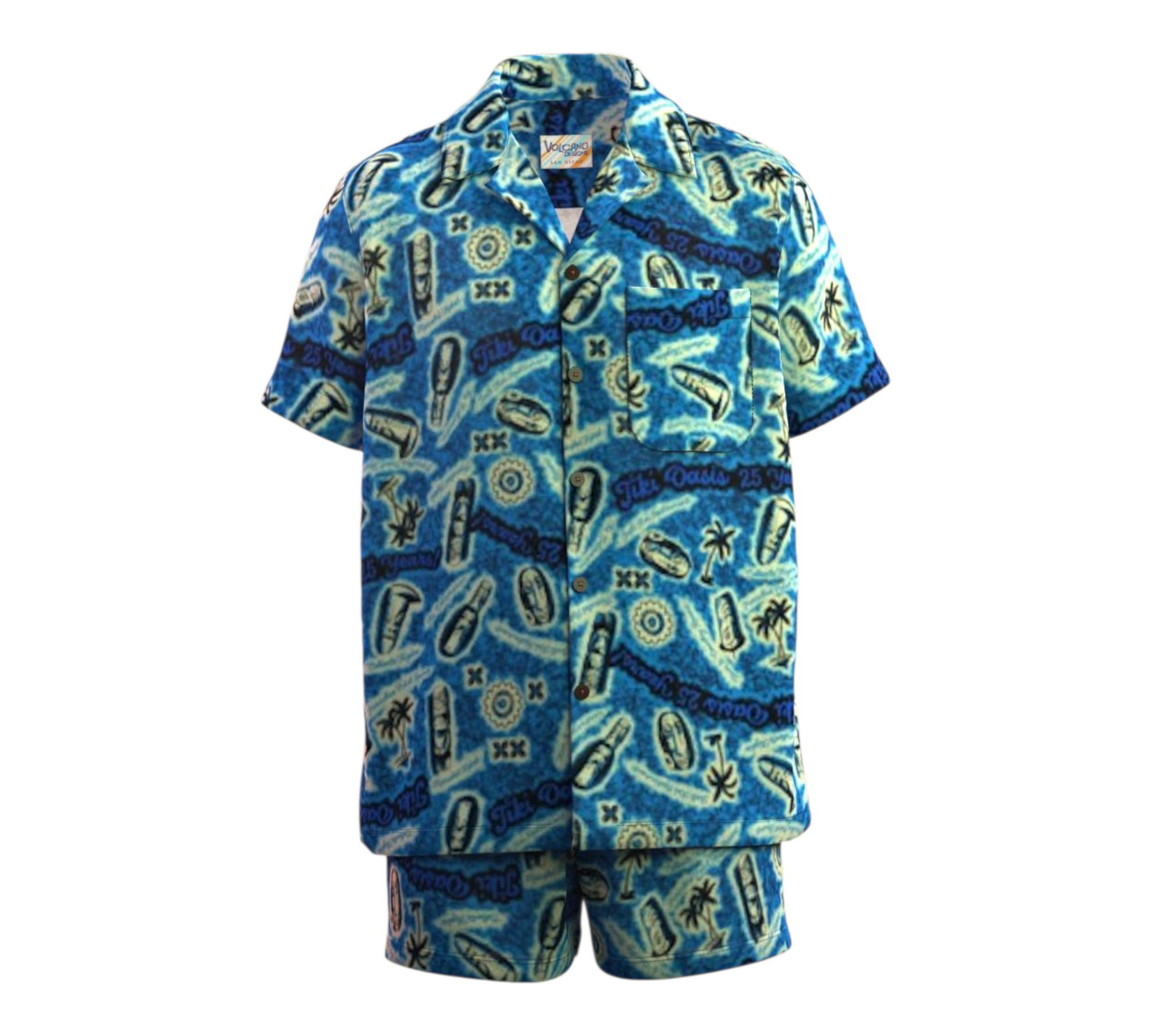 Tiki Oasis 25th Anniversary Cabana Set SPOONFLOWER FABRIC in BLUE