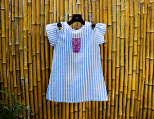 Girl's Embroidered Cotton-Linen Dress